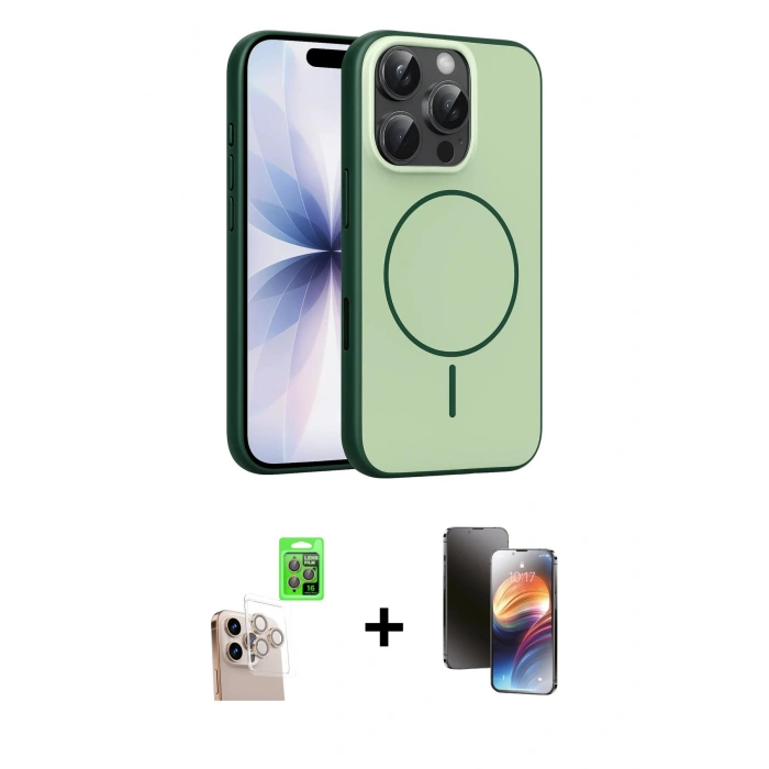 MARSİLYAN™- iPhone 16 Pro Max Kılıf Atlas Asil Prime - Siyah 3D Antistatik Mat Seramik Nano Ekran Koruyucu + Raze Metal Kamera Lens - NLGY