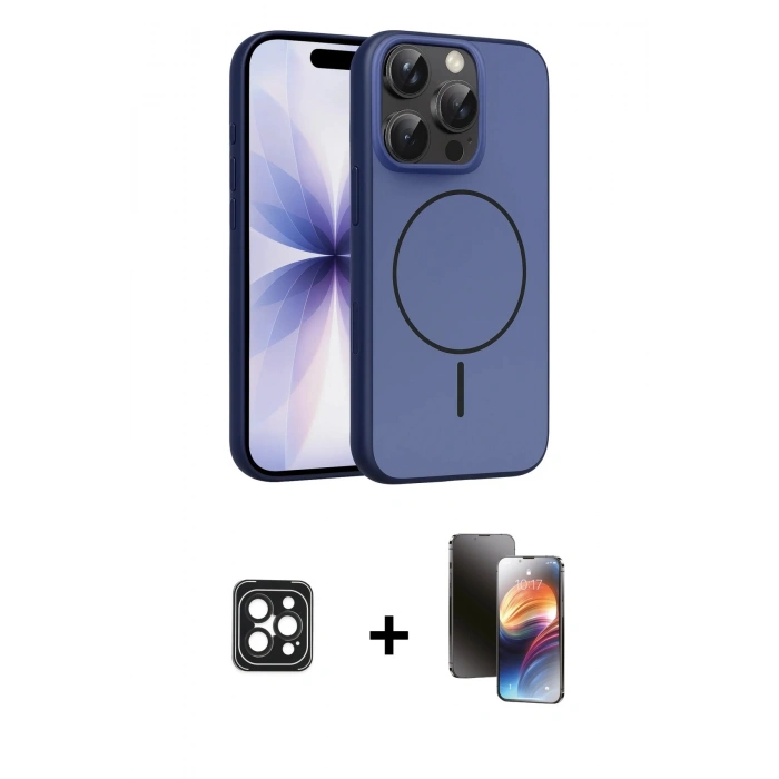 MARSİLYAN™- iPhone 16 Pro Max Kılıf Atlas Asil Prime - Siyah 3D Antistatik Mat Seramik Nano Ekran Koruyucu + PVD Metal Kamera Lens - SH