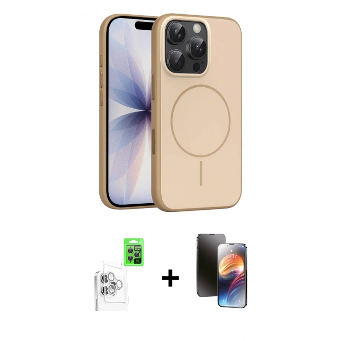 MARSİLYAN™- iPhone 16 Pro Max Kılıf Atlas Asil Prime - Siyah 3D Antistatik Mat Seramik Nano Ekran Koruyucu + Raze Metal Kamera Lens - BZ