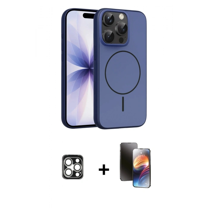 MARSİLYAN™- iPhone 16 Pro Max Kılıf Atlas Asil Prime - Siyah 3D Antistatik Mat Seramik Nano Ekran Koruyucu + Gümüş PVD Metal Kamera Lens