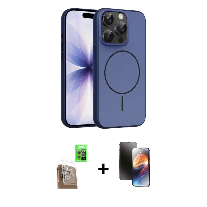 MARSİLYAN™- iPhone 16 Pro Max Kılıf Atlas Asil Prime - Siyah 3D Antistatik Mat Seramik Nano Ekran Koruyucu + Raze Metal Kamera Lens - CLTM