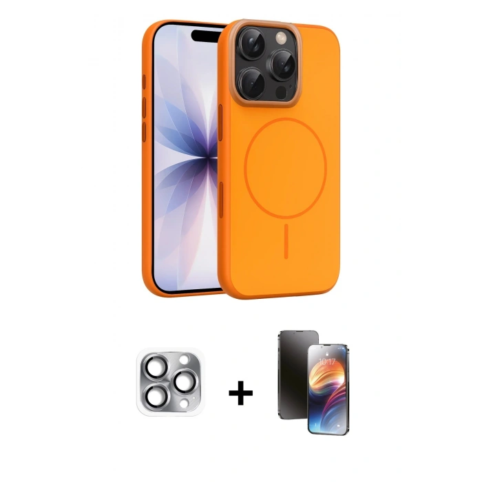 MARSİLYAN™- iPhone 16 Pro Max Kılıf Atlas Asil Prime - Siyah 3D Antistatik Mat Seramik Nano Ekran Koruyucu + Pers Alüminyum Kamera Lens - GI