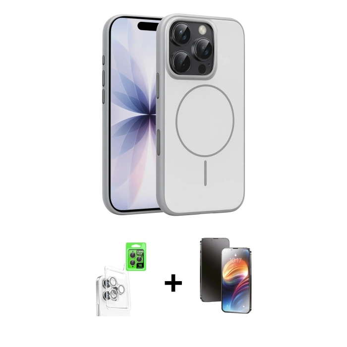 MARSİLYAN™- iPhone 16 Pro Max Kılıf Atlas Asil Prime - Siyah 3D Antistatik Mat Seramik Nano Ekran Koruyucu + Raze Metal Kamera Lens - BZ