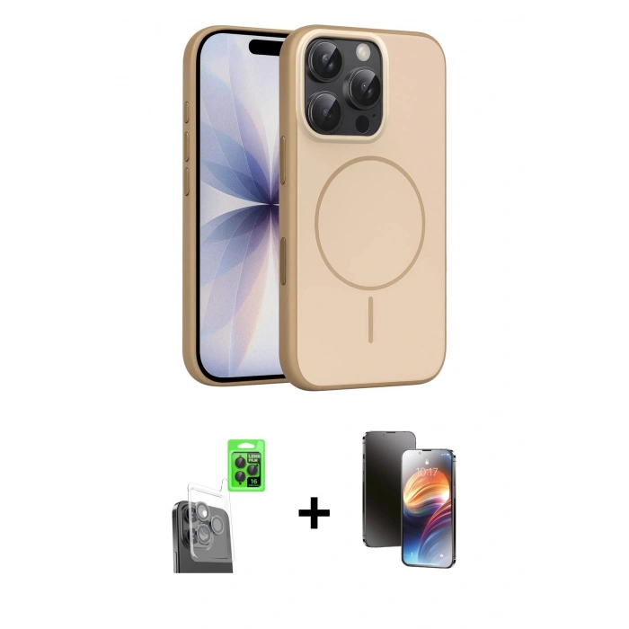MARSİLYAN™- iPhone 16 Pro Max Kılıf Atlas Asil Prime - Siyah 3D Antistatik Mat Seramik Nano Ekran Koruyucu + Raze Metal Kamera Lens - SH