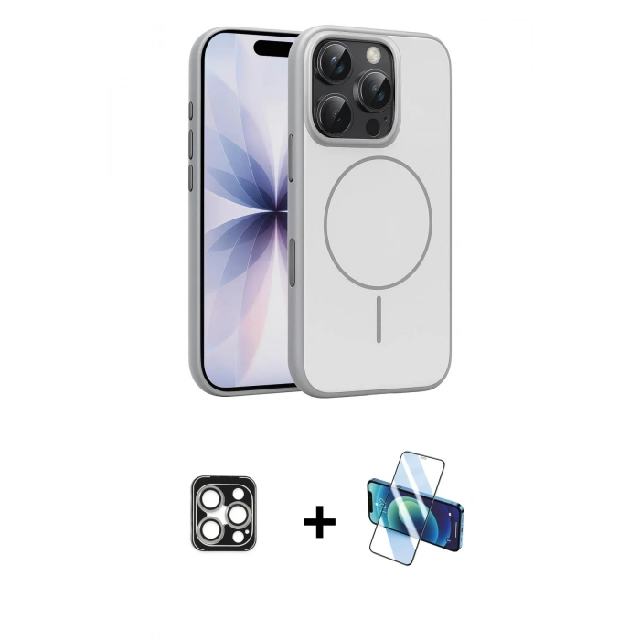 MARSİLYAN™- iPhone 16 Pro Max Kılıf Atlas Asil Prime - Siyah 3D Antistatik Seramik Nano Ekran Koruyucu + PVD Metal Kamera Lens - GS
