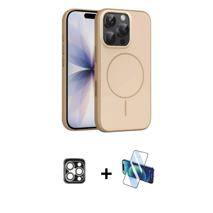 MARSİLYAN™- iPhone 16 Pro Max Kılıf Atlas Asil Prime - Siyah 3D Antistatik Seramik Nano Ekran Koruyucu + PVD Metal Kamera Lens - GS