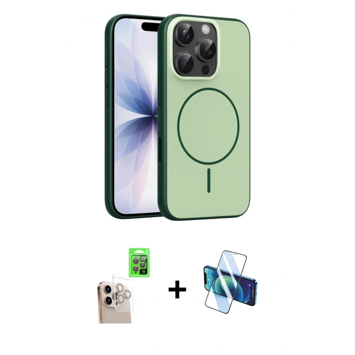MARSİLYAN™- iPhone 16 Pro Max Kılıf Atlas Asil Prime - Siyah 3D Antistatik Seramik Nano Ekran Koruyucu + Raze Metal Kamera Lens - NLGY