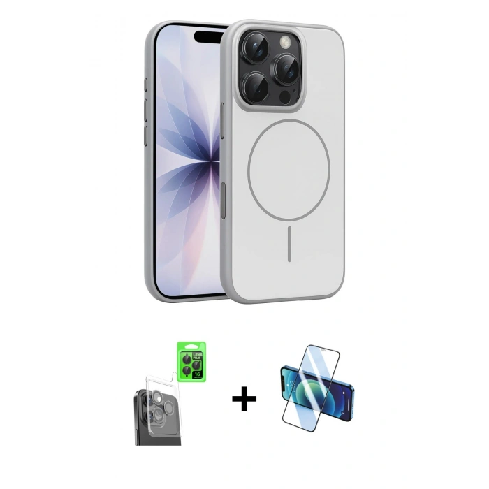 MARSİLYAN™- iPhone 16 Pro Max Kılıf Atlas Asil Prime - Siyah 3D Antistatik Seramik Nano Ekran Koruyucu + Raze Metal Kamera Lens - SH