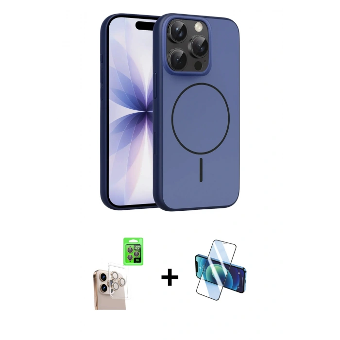 MARSİLYAN™- iPhone 16 Pro Max Kılıf Atlas Asil Prime - Siyah 3D Antistatik Seramik Nano Ekran Koruyucu + Raze Metal Kamera Lens - NLGY