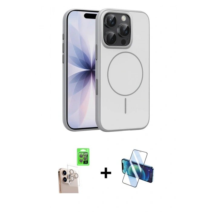 MARSİLYAN™- iPhone 16 Pro Max Kılıf Atlas Asil Prime - Siyah 3D Antistatik Seramik Nano Ekran Koruyucu + Raze Metal Kamera Lens - NLGY