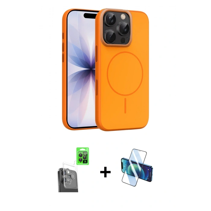 MARSİLYAN™- iPhone 16 Pro Max Kılıf Atlas Asil Prime - Siyah 3D Antistatik Seramik Nano Ekran Koruyucu + Raze Metal Kamera Lens - SH