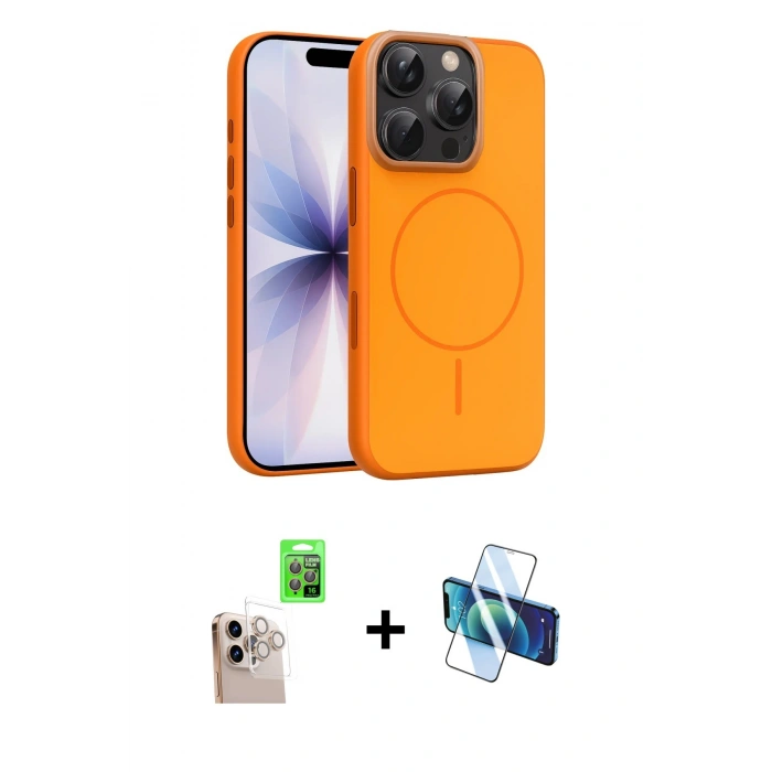 MARSİLYAN™- iPhone 16 Pro Max Kılıf Atlas Asil Prime - Siyah 3D Antistatik Seramik Nano Ekran Koruyucu + Raze Metal Kamera Lens - NLGY