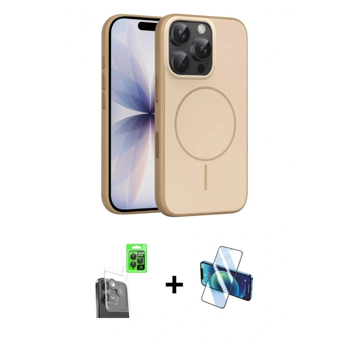 MARSİLYAN™- iPhone 16 Pro Max Kılıf Atlas Asil Prime - Siyah 3D Antistatik Seramik Nano Ekran Koruyucu + Raze Metal Kamera Lens - SH