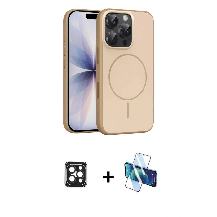MARSİLYAN™- iPhone 16 Pro Max Kılıf Atlas Asil Prime - Siyah 3D Antistatik Seramik Nano Ekran Koruyucu + Siyah PVD Metal Kamera Lens