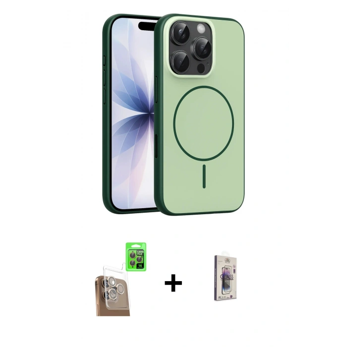 MARSİLYAN™- iPhone 16 Pro Max Kılıf Atlas Asil Prime - Siyah Bilvis 3D Cam Ekran Koruyucu + Raze Metal Kamera Lens - CLTM