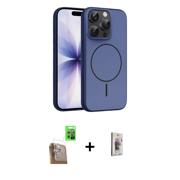 MARSİLYAN™- iPhone 16 Pro Max Kılıf Atlas Asil Prime - Siyah Bilvis 3D Cam Ekran Koruyucu + Raze Metal Kamera Lens - CLTM