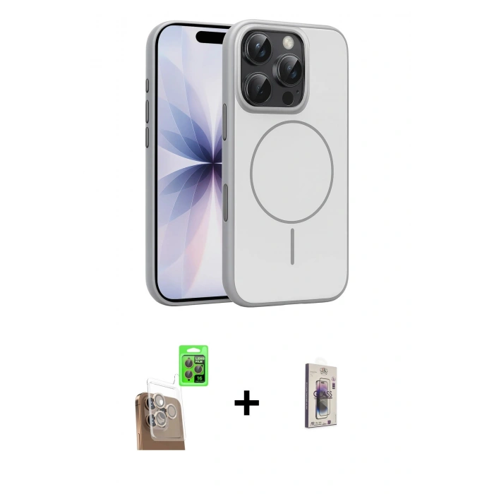 MARSİLYAN™- iPhone 16 Pro Max Kılıf Atlas Asil Prime - Siyah Bilvis 3D Cam Ekran Koruyucu + Raze Metal Kamera Lens - CLTM
