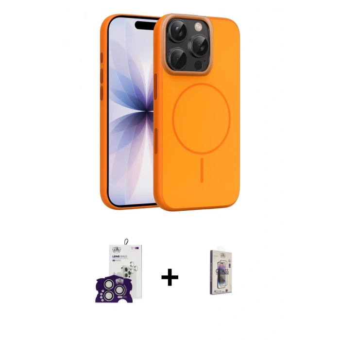 MARSİLYAN™- iPhone 16 Pro Max Kılıf Atlas Asil Prime - Siyah Bilvis 3D Cam Ekran Koruyucu + Bilvis Titan Kamera Lens - GS