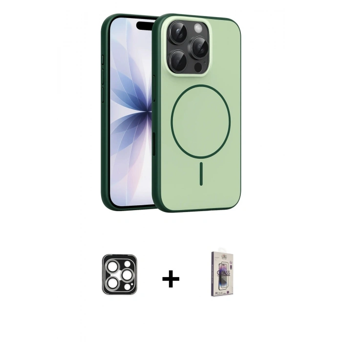 MARSİLYAN™- iPhone 16 Pro Max Kılıf Atlas Asil Prime - Siyah Bilvis 3D Cam Ekran Koruyucu + Gümüş PVD Metal Kamera Lens