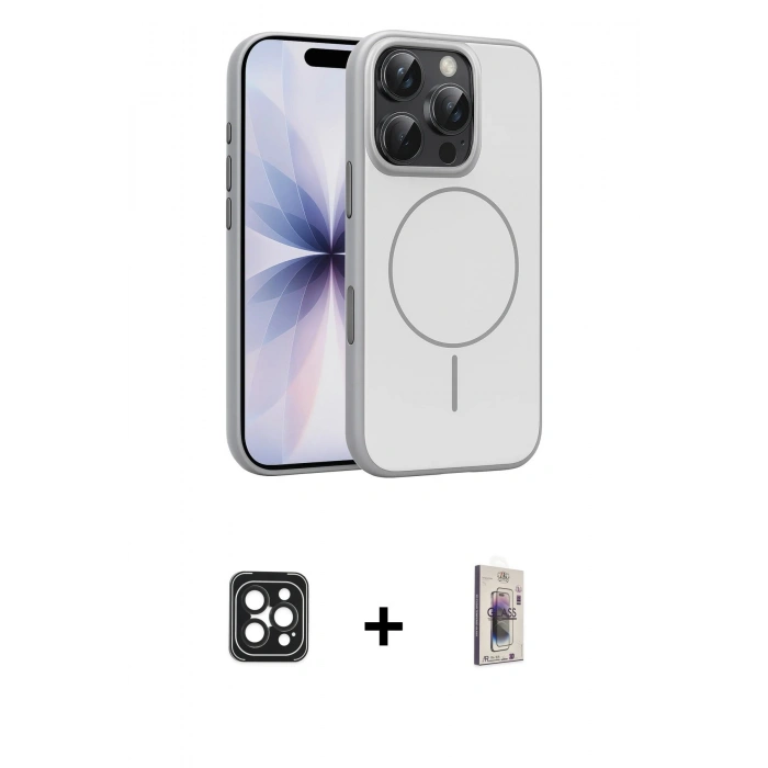 MARSİLYAN™- iPhone 16 Pro Max Kılıf Atlas Asil Prime - Siyah Bilvis 3D Cam Ekran Koruyucu + PVD Metal Kamera Lens - SH