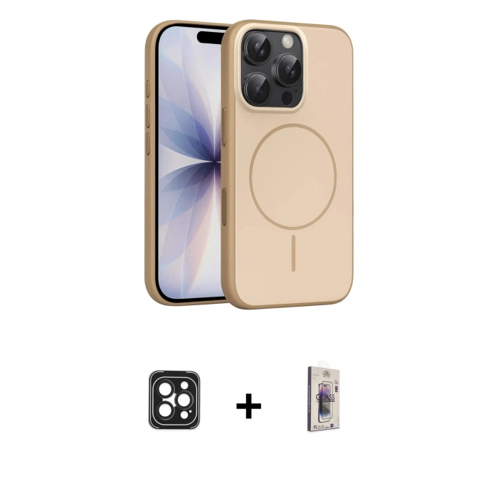 MARSİLYAN™- iPhone 16 Pro Max Kılıf Atlas Asil Prime - Siyah Bilvis 3D Cam Ekran Koruyucu + PVD Metal Kamera Lens - SH