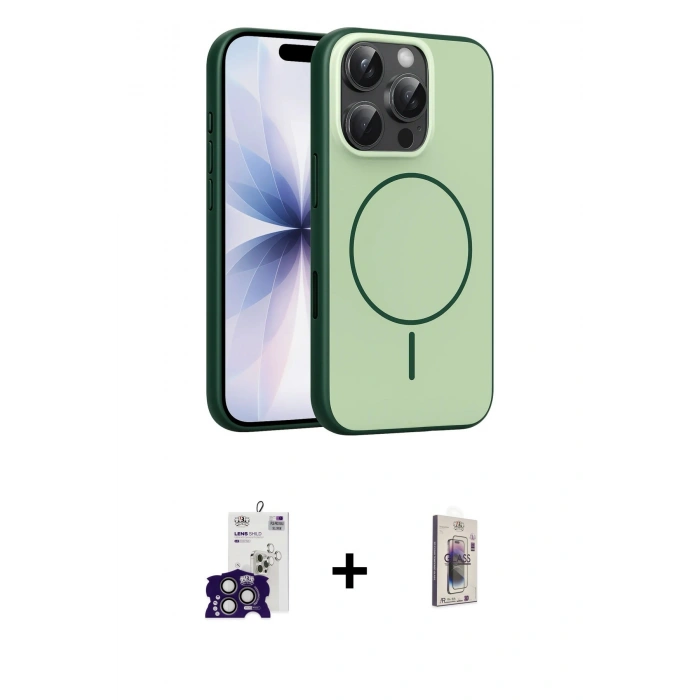 MARSİLYAN™- iPhone 16 Pro Max Kılıf Atlas Asil Prime - Siyah Bilvis 3D Cam Ekran Koruyucu + Bilvis Titan Kamera Lens - TMGI