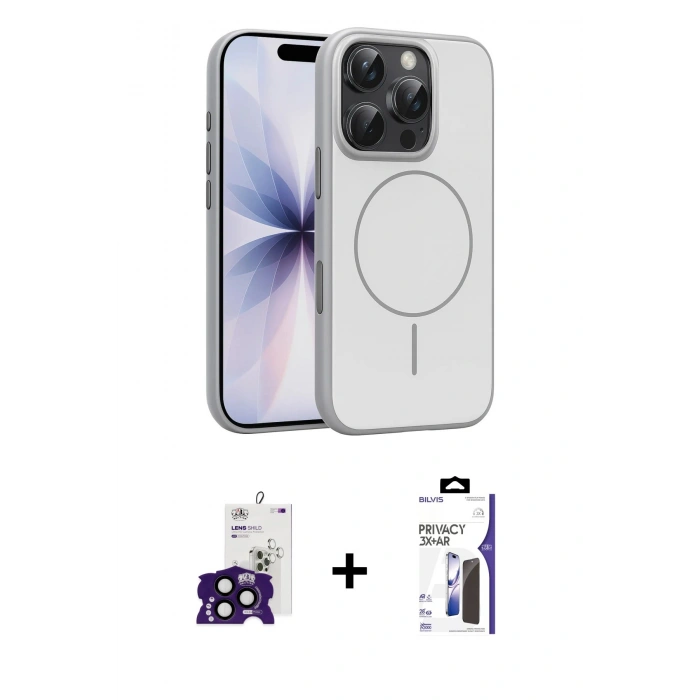 MARSİLYAN™- iPhone 16 Pro Max Kılıf Atlas Asil Prime - Siyah Bilvis 3X AR Hayalet Cam Ekran Koruyucu + Bilvis Titan Kamera Lens - SH