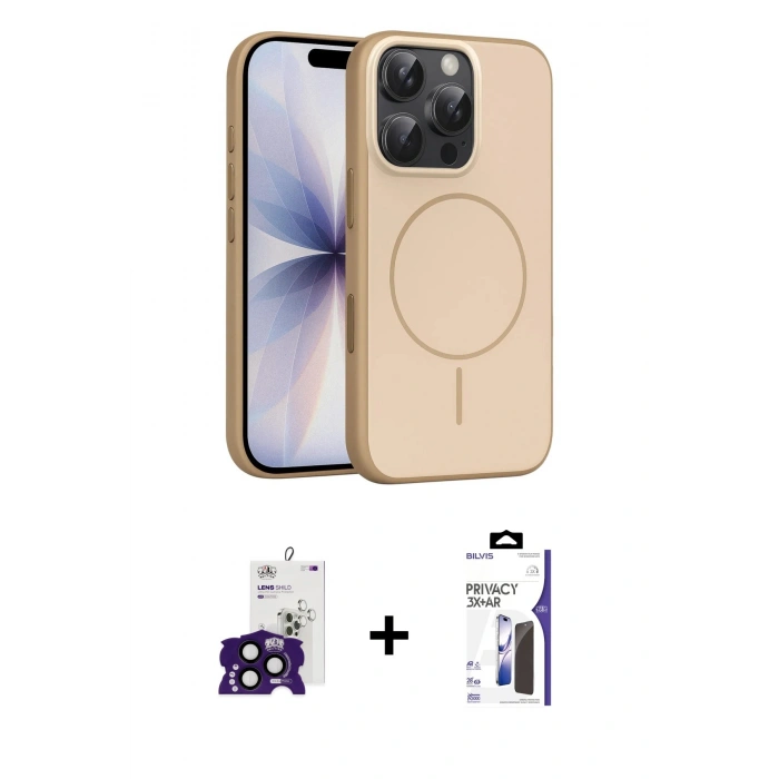 MARSİLYAN™- iPhone 16 Pro Max Kılıf Atlas Asil Prime - Siyah Bilvis 3X AR Hayalet Cam Ekran Koruyucu + Bilvis Titan Kamera Lens - SH