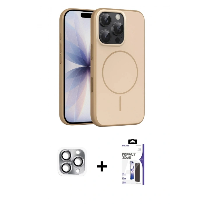 MARSİLYAN™- iPhone 16 Pro Max Kılıf Atlas Asil Prime - Siyah Bilvis 3X AR Hayalet Cam Ekran Koruyucu + Pers Alüminyum Kamera Lens - GI