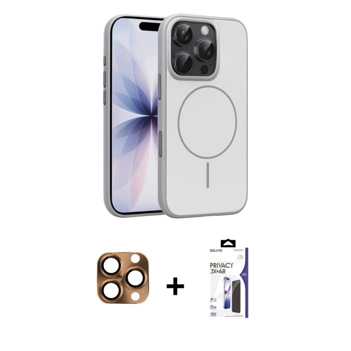 MARSİLYAN™- iPhone 16 Pro Max Kılıf Atlas Asil Prime - Siyah Bilvis 3X AR Hayalet Cam Ekran Koruyucu + Pers Alüminyum Kamera Lens - CLTM