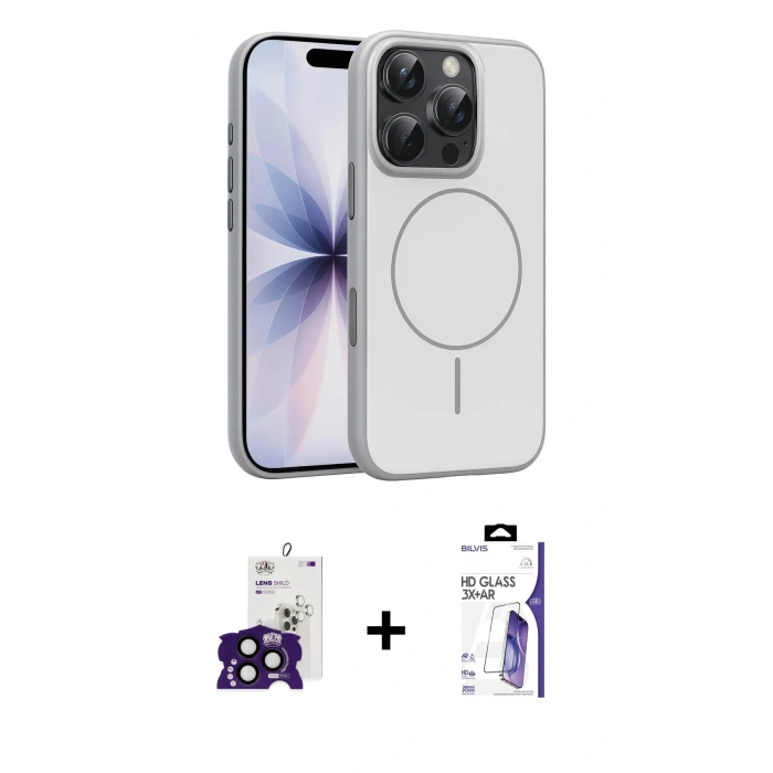 MARSİLYAN™- iPhone 16 Pro Max Kılıf Atlas Asil Prime - Siyah Bilvis 3X AR HD Cam Ekran Koruyucu + Bilvis Titan Kamera Lens - SH