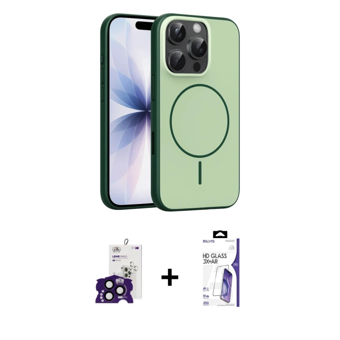 MARSİLYAN™- iPhone 16 Pro Max Kılıf Atlas Asil Prime - Siyah Bilvis 3X AR HD Cam Ekran Koruyucu + Bilvis Titan Kamera Lens - SH