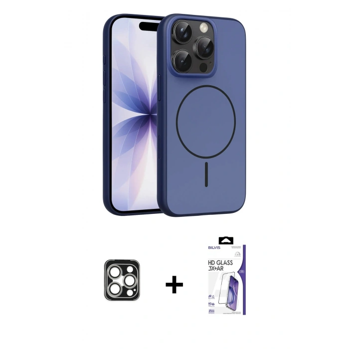 MARSİLYAN™- iPhone 16 Pro Max Kılıf Atlas Asil Prime - Siyah Bilvis 3X AR HD Cam Ekran Koruyucu + PVD Metal Kamera Lens - GS