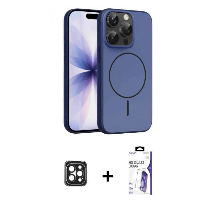 MARSİLYAN™- iPhone 16 Pro Max Kılıf Atlas Asil Prime - Siyah Bilvis 3X AR HD Cam Ekran Koruyucu + PVD Metal Kamera Lens - SH
