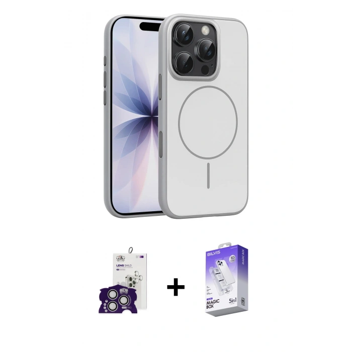 MARSİLYAN™- iPhone 16 Pro Max Kılıf Atlas Asil Prime - Siyah Bilvis 5in1 3D Magic Cam Ekran Koruyucu + Bilvis Titan Kamera Lens - GS