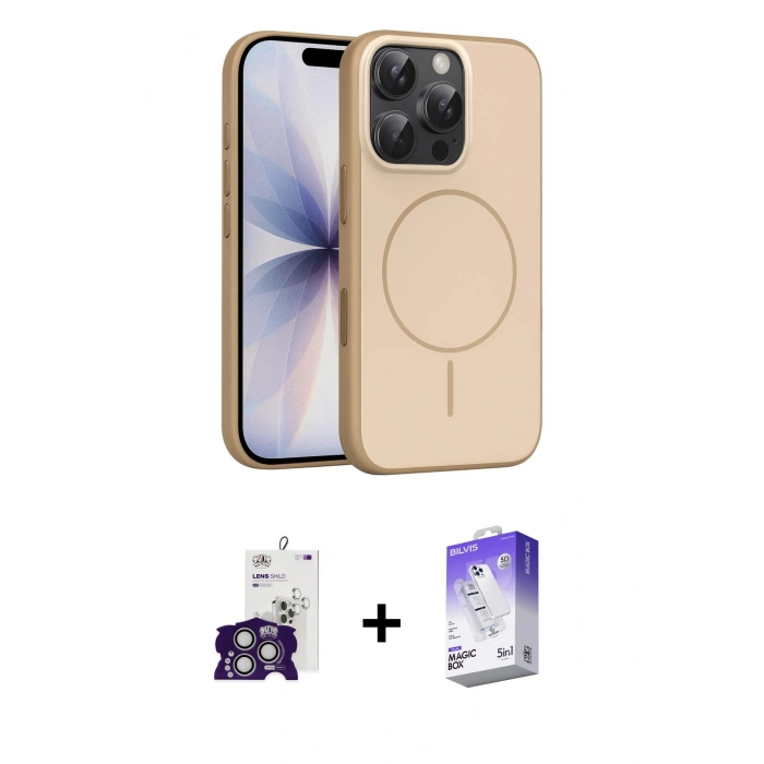 MARSİLYAN™- iPhone 16 Pro Max Kılıf Atlas Asil Prime - Siyah Bilvis 5in1 3D Magic Cam Ekran Koruyucu + Bilvis Titan Kamera Lens - GS
