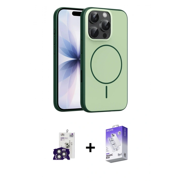 MARSİLYAN™- iPhone 16 Pro Max Kılıf Atlas Asil Prime - Siyah Bilvis 5in1 3D Magic Cam Ekran Koruyucu + Bilvis Titan Kamera Lens - TMGI