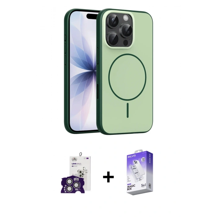 MARSİLYAN™- iPhone 16 Pro Max Kılıf Atlas Asil Prime - Siyah Bilvis 5in1 3D Magic Cam Ekran Koruyucu + Bilvis Titan Kamera Lens - GS