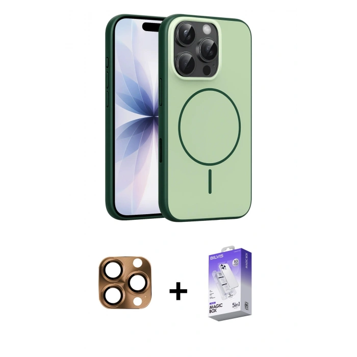 MARSİLYAN™- iPhone 16 Pro Max Kılıf Atlas Asil Prime - Siyah Bilvis 5in1 3D Magic Cam Ekran Koruyucu + Pers Alüminyum Kamera Lens - CLTM