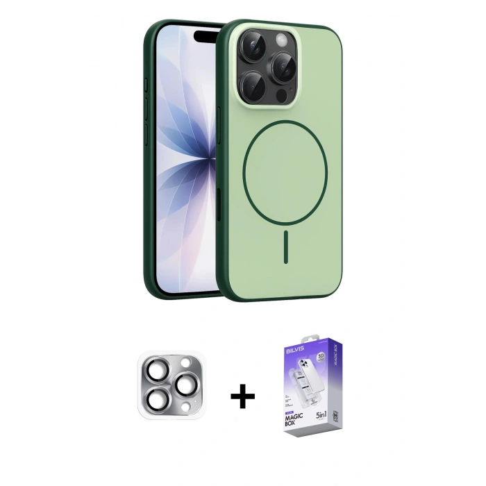 MARSİLYAN™- iPhone 16 Pro Max Kılıf Atlas Asil Prime - Siyah Bilvis 5in1 3D Magic Cam Ekran Koruyucu + Pers Alüminyum Kamera Lens - GI