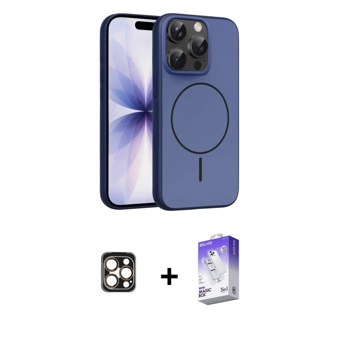 MARSİLYAN™- iPhone 16 Pro Max Kılıf Atlas Asil Prime - Siyah Bilvis 5in1 3D Magic Cam Ekran Koruyucu + PVD Metal Kamera Lens - GD