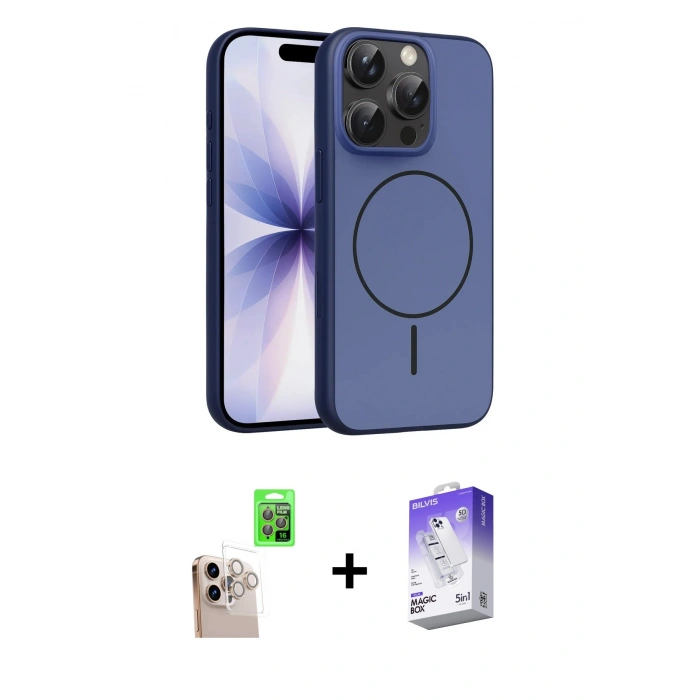 MARSİLYAN™- iPhone 16 Pro Max Kılıf Atlas Asil Prime - Siyah Bilvis 5in1 3D Magic Cam Ekran Koruyucu + Raze Metal Kamera Lens - NLGY