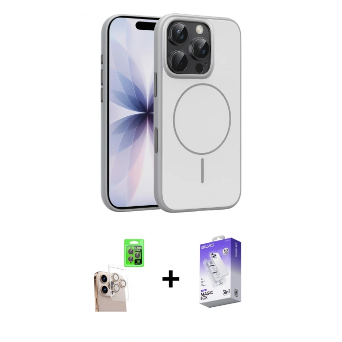 MARSİLYAN™- iPhone 16 Pro Max Kılıf Atlas Asil Prime - Siyah Bilvis 5in1 3D Magic Cam Ekran Koruyucu + Raze Metal Kamera Lens - NLGY