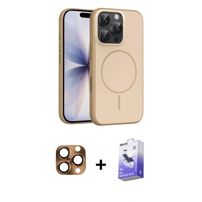 MARSİLYAN™- iPhone 16 Pro Max Kılıf Atlas Asil Prime - Siyah Bilvis 5in1 5D Magic Hayalet Cam Ekran Koruyucu + Pers Alüminyum Kamera Lens - CLTM