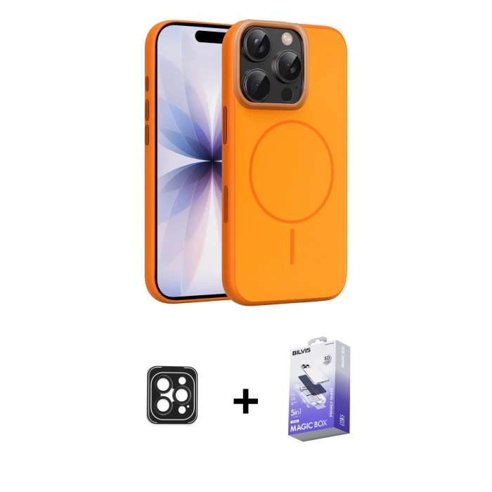 MARSİLYAN™- iPhone 16 Pro Max Kılıf Atlas Asil Prime - Siyah Bilvis 5in1 5D Magic Hayalet Cam Ekran Koruyucu + Siyah PVD Metal Kamera Lens