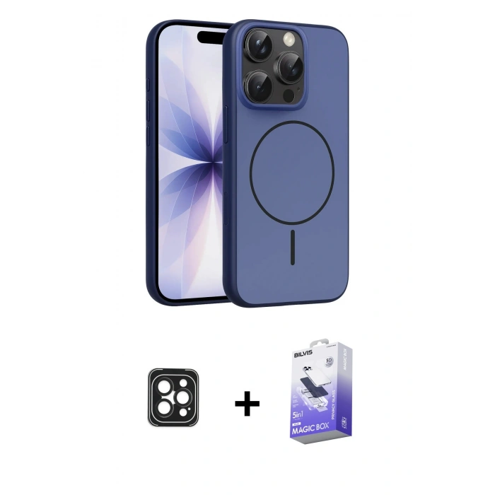 MARSİLYAN™- iPhone 16 Pro Max Kılıf Atlas Asil Prime - Siyah Bilvis 5in1 5D Magic Hayalet Cam Ekran Koruyucu + PVD Metal Kamera Lens - SH