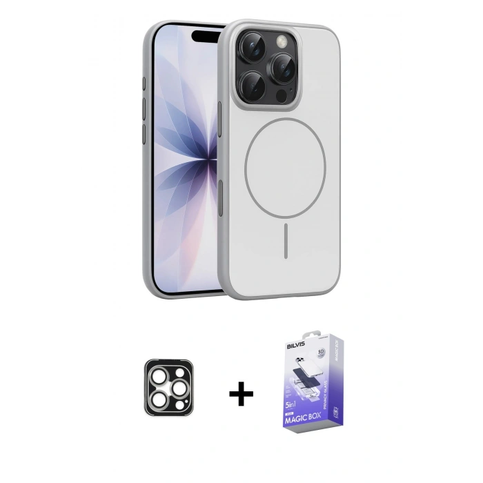MARSİLYAN™- iPhone 16 Pro Max Kılıf Atlas Asil Prime - Siyah Bilvis 5in1 5D Magic Hayalet Cam Ekran Koruyucu + PVD Metal Kamera Lens - GS