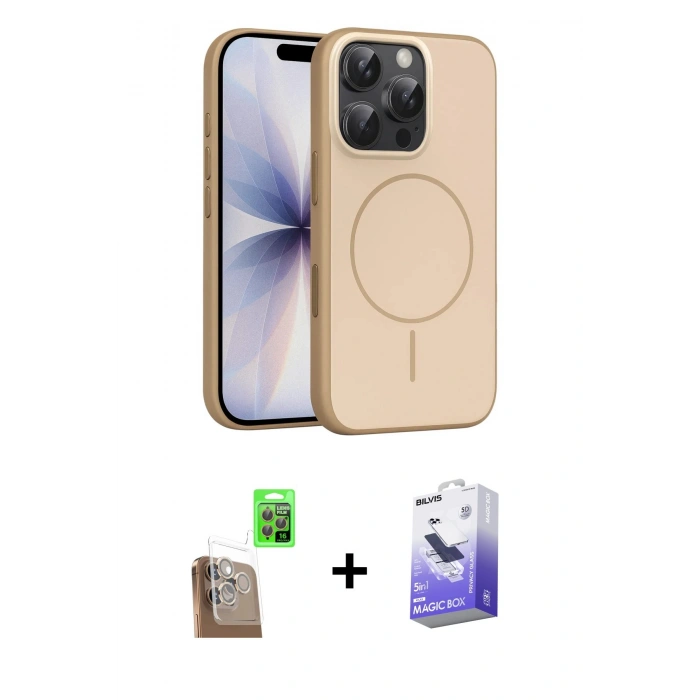 MARSİLYAN™- iPhone 16 Pro Max Kılıf Atlas Asil Prime - Siyah Bilvis 5in1 5D Magic Hayalet Cam Ekran Koruyucu + Raze Metal Kamera Lens - CLTM