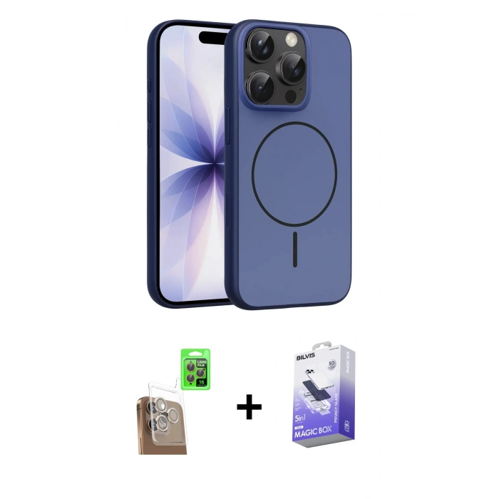 MARSİLYAN™- iPhone 16 Pro Max Kılıf Atlas Asil Prime - Siyah Bilvis 5in1 5D Magic Hayalet Cam Ekran Koruyucu + Raze Metal Kamera Lens - CLTM