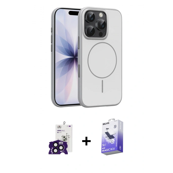 MARSİLYAN™- iPhone 16 Pro Max Kılıf Atlas Asil Prime - Siyah Bilvis 5in1 5D Magic Hayalet Cam Ekran Koruyucu + Bilvis Titan Kamera Lens - SH